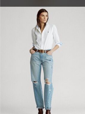 Polo by Ralph Lauren White Button-Down Shirt with Blue Trim